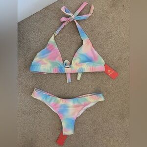 Pastel Tie-Dye Halter Bikini - Multicolor
